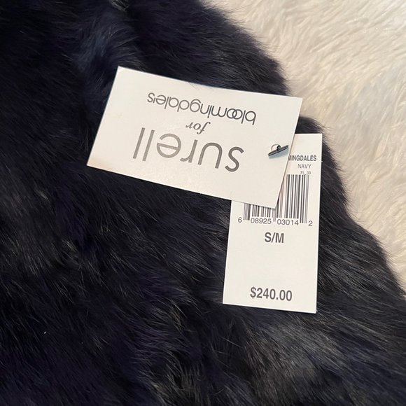 🎉HPx2🎉 Surell for Bloomingdales Deep Navy Rabbit Fur Vest - STUNNING! - Picture 8 of 8